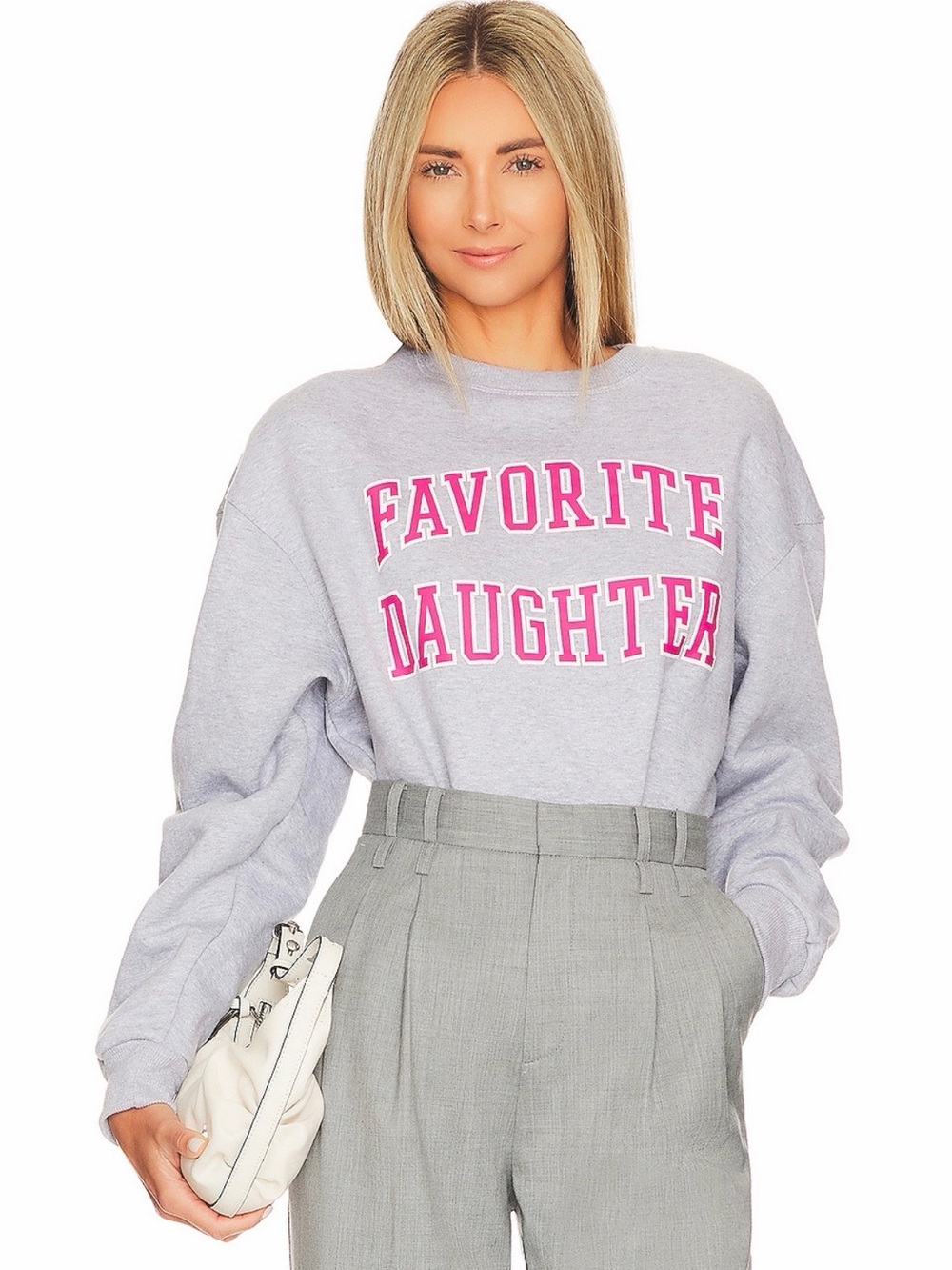 Favorite Daughter Collegiate Crewneck Sweatshirt Heather Gray Small